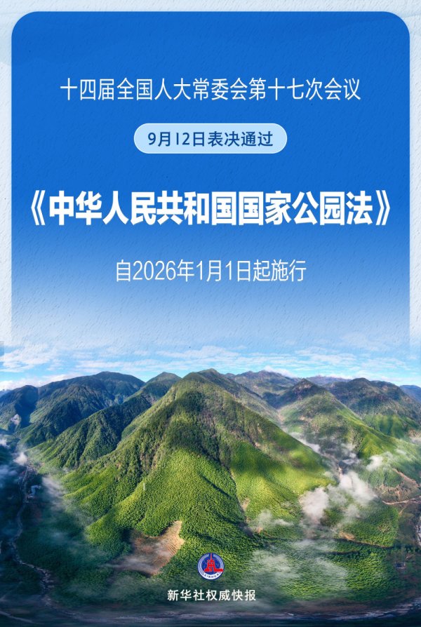 亚新T+0配资 《中华人民共和国国家公园法》经表决通过, 明年1月1日起施行